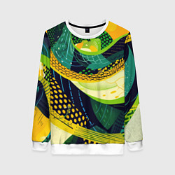 Свитшот женский Змеиный паттерн, цвет: 3D-белый