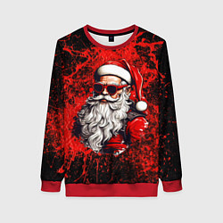 Свитшот женский Санта Клаус в красках, цвет: 3D-красный