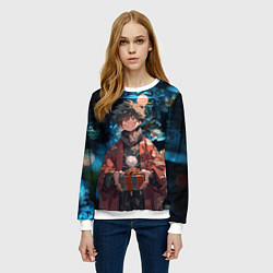 Свитшот женский Новогодний Мидория - Моя геройская академия, цвет: 3D-белый — фото 2