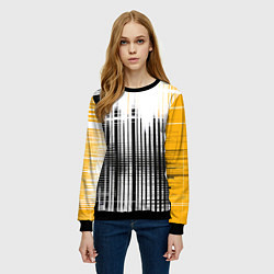 Свитшот женский Жёлто-чёрный гранж на белом фоне, цвет: 3D-черный — фото 2