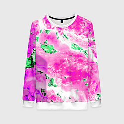 Свитшот женский Розово-зелёная абстракция, цвет: 3D-белый