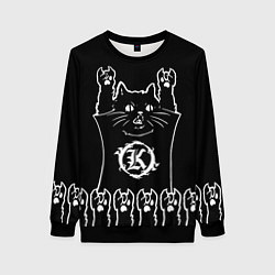 Свитшот женский Кукрыниксы: рок кот, цвет: 3D-черный