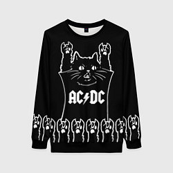 Свитшот женский AC DC: cat rock, цвет: 3D-черный