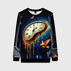 Свитшот женский Течение времени - сюрреализм, цвет: 3D-черный