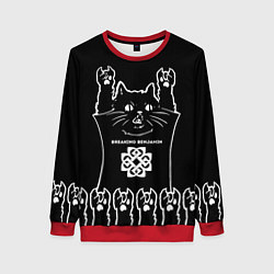 Свитшот женский Breaking Benjamin: cat rock, цвет: 3D-красный