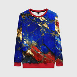 Свитшот женский Золотой и красный минерал в синем камне, цвет: 3D-красный