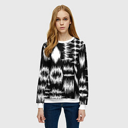 Свитшот женский Штриховка - геометрическая абстракция, цвет: 3D-белый — фото 2