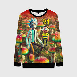 Женский свитшот Рик и Морти заблудились в мухоморном поле
