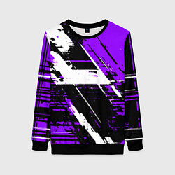 Свитшот женский Diagonal black and white stripes on a purple backg, цвет: 3D-черный