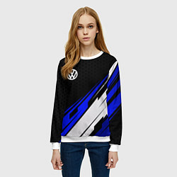 Свитшот женский Фольксваген - синий, цвет: 3D-белый — фото 2