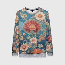 Свитшот женский Ботанические узоры, цвет: 3D-меланж