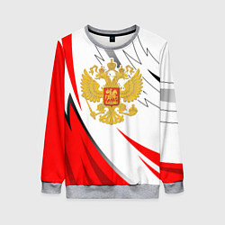 Свитшот женский Российский красный - герб, цвет: 3D-меланж