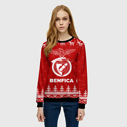 Свитшот женский Новогодний Benfica с оленями, цвет: 3D-черный — фото 2
