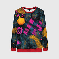 Свитшот женский Новый год - фиолетовая краска, цвет: 3D-красный