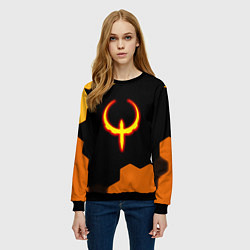 Свитшот женский Квейк соты огненное лого, цвет: 3D-черный — фото 2