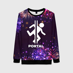 Свитшот женский Праздничный Portal, цвет: 3D-черный
