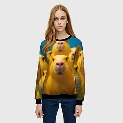 Свитшот женский Желтые капибары, цвет: 3D-черный — фото 2