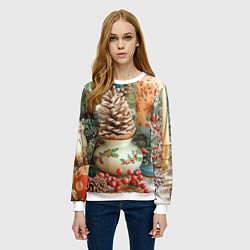 Свитшот женский Новогодняя атрибутика, цвет: 3D-белый — фото 2