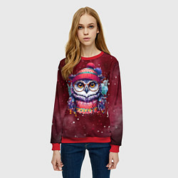 Свитшот женский Зимняя сова, цвет: 3D-красный — фото 2