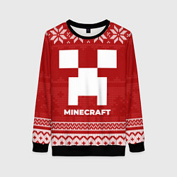 Свитшот женский Новогодний Minecraft, цвет: 3D-черный