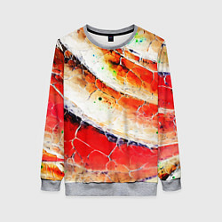 Женский свитшот Красно-белая волнистая абстракция