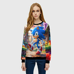 Свитшот женский Sonic фантастический мир, цвет: 3D-черный — фото 2