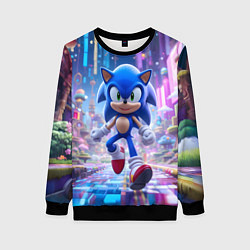 Женский свитшот Sonic в неоновом городе