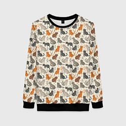 Свитшот женский Мурлыкающий узор, цвет: 3D-черный
