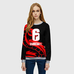 Свитшот женский Rainbow six dragon fire logo, цвет: 3D-меланж — фото 2