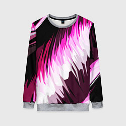 Женский свитшот Бело-розовые острые полосы на чёрном фоне