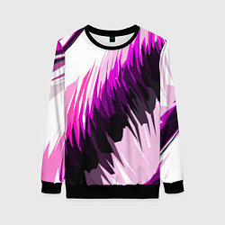 Женский свитшот Чёрно-розовые острые полосы на белом фоне