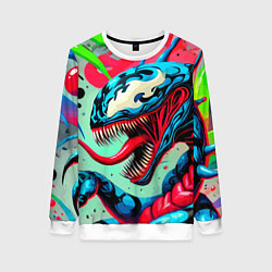 Свитшот женский Свирепый Веном - граффити, цвет: 3D-белый