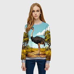 Свитшот женский Страус в природе, цвет: 3D-меланж — фото 2