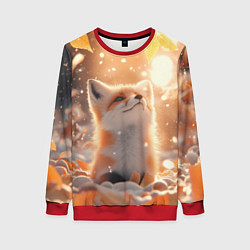 Свитшот женский Лисица поздней осенью, цвет: 3D-красный