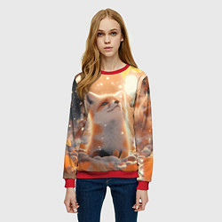 Свитшот женский Лисица поздней осенью, цвет: 3D-красный — фото 2