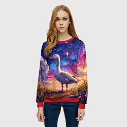 Свитшот женский Гусь и космос, цвет: 3D-красный — фото 2