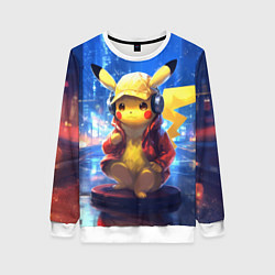 Свитшот женский Диджей Пикачу, цвет: 3D-белый