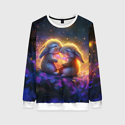 Свитшот женский Влюбленные зайчики, цвет: 3D-белый