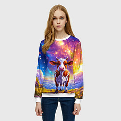 Свитшот женский Коровка и звездное небо, цвет: 3D-белый — фото 2