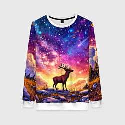Женский свитшот Лось и звездное небо