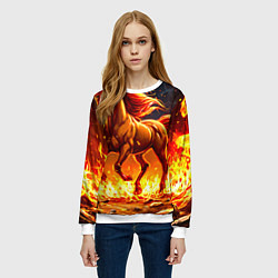 Свитшот женский Лошадь в огне, цвет: 3D-белый — фото 2