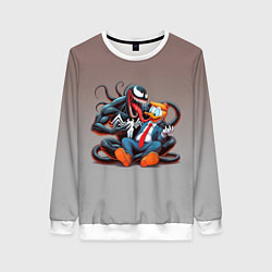 Свитшот женский Venom and Duck-Donald - ai art fantasy, цвет: 3D-белый