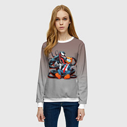 Свитшот женский Venom and Duck-Donald - ai art fantasy, цвет: 3D-белый — фото 2