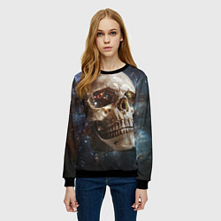 Свитшот женский Череп - космос, цвет: 3D-черный — фото 2