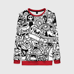 Женский свитшот Black and white doddle monsters