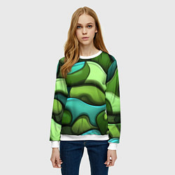 Свитшот женский Объемные камуфляжные полосы, цвет: 3D-белый — фото 2