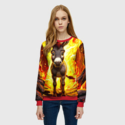 Свитшот женский Ослик в огне, цвет: 3D-красный — фото 2