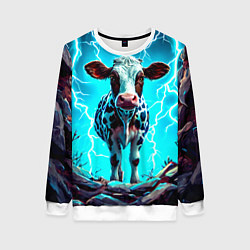 Женский свитшот Корова в разрядах молнии