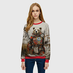 Свитшот женский Русский медведь в поле, цвет: 3D-красный — фото 2