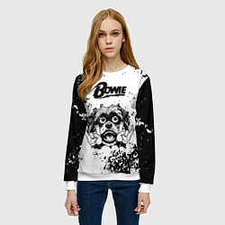 Свитшот женский David Bowie - рок пес, цвет: 3D-белый — фото 2